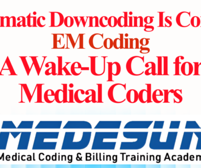 Medical coder reviewing E/M claim audit alerts and payer policy updates for Anthem Blue Cross 2026