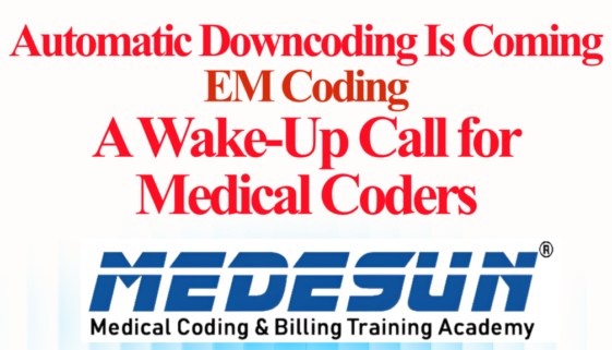 Medical coder reviewing E/M claim audit alerts and payer policy updates for Anthem Blue Cross 2026