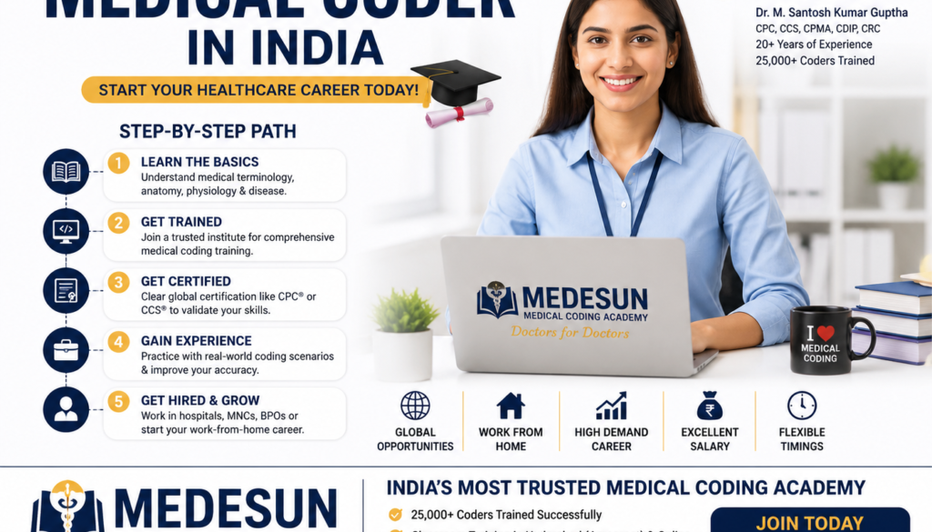 how to become a medical coder in India medical coding course online India MEDESUN medical coding salary India 2026 chart FIMC fellowship medical coding specialization